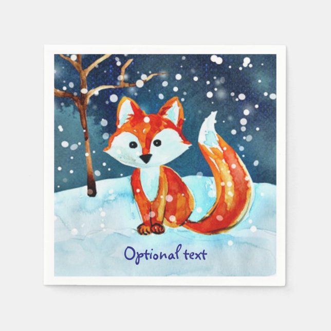 Serviette En Papier Renard rouge en neige (Devant)