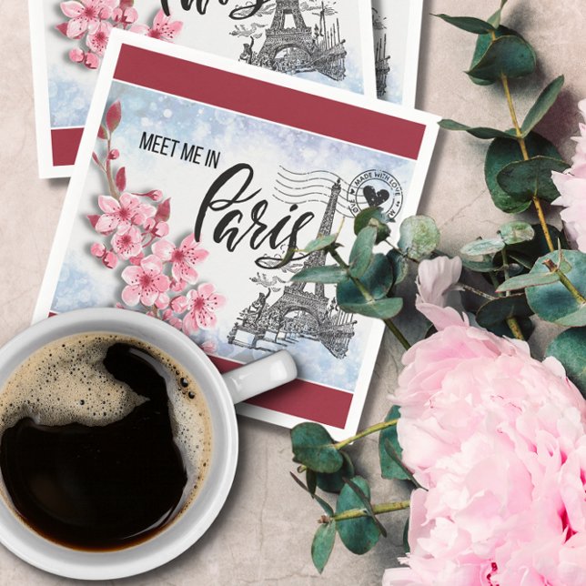 Serviette En Papier Rencontrez-moi à Paris Cocktail Napkin (Créateur téléchargé)