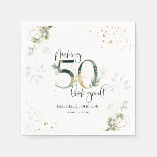 Serviette En Papier Rendre 50 apparence bon vert or botanique Annivers