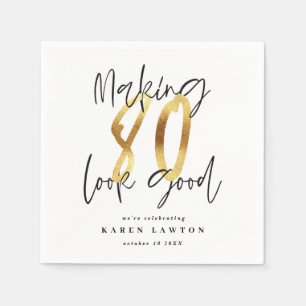 Serviette En Papier Rendre 80 belle or anniversaire serviettes