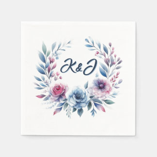 Serviette En Papier Rendre rose et bleu Floral serviettes en couronnes