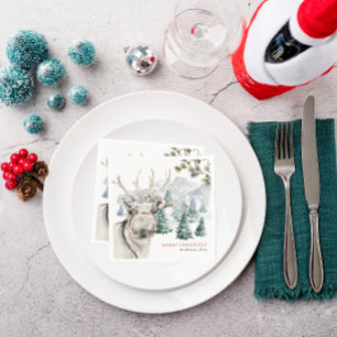 Serviette En Papier Rennes & Ferme d'Arbres   Fête de Noël Joyeuse
