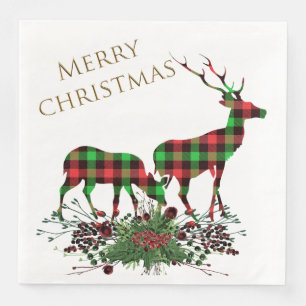 Serviette En Papier Rennes Plaid Joyeux Noël & Verdure