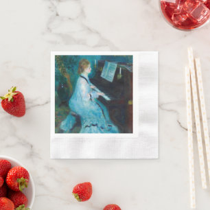 Serviette En Papier Renoir femme à l'impressionniste Vintage de piano