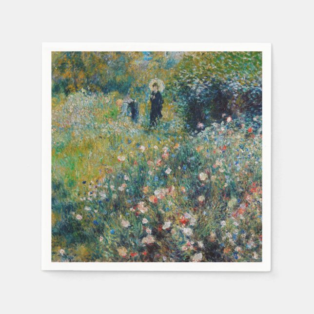 Serviette En Papier Renoir - Femme avec un parasol dans un jardin (Devant)