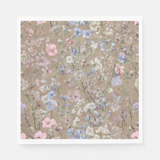 Serviette En Papier Repas avec fleurs.