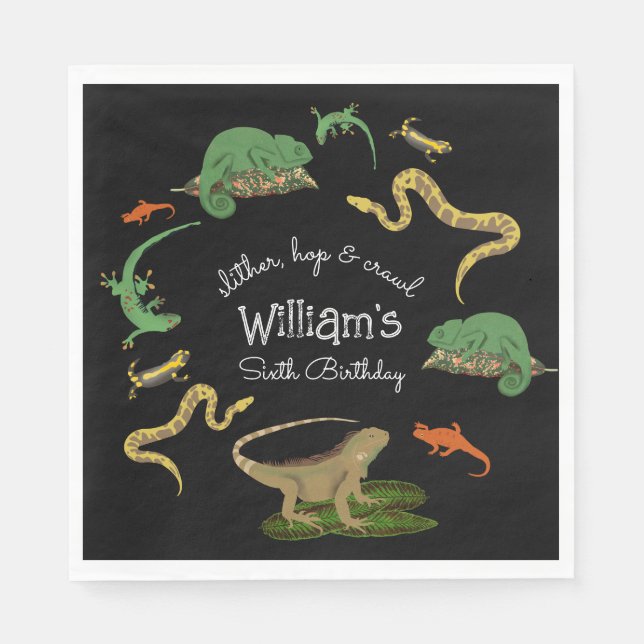 Serviette En Papier Reptile, Lizards Amphibiens Parti Anniversaire de  (Devant)