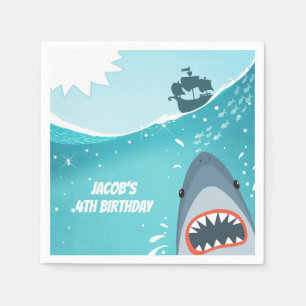 Serviette En Papier Requin Anniversaire Piscine garçon Ocean Under the