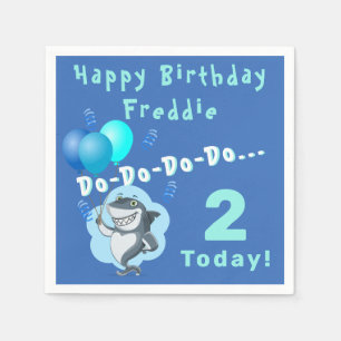 Serviette En Papier Requin mignon   Ballons Bleus Anniversaire