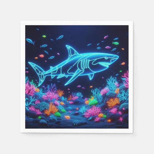 Serviette En Papier Requin néon coloré (Devant)