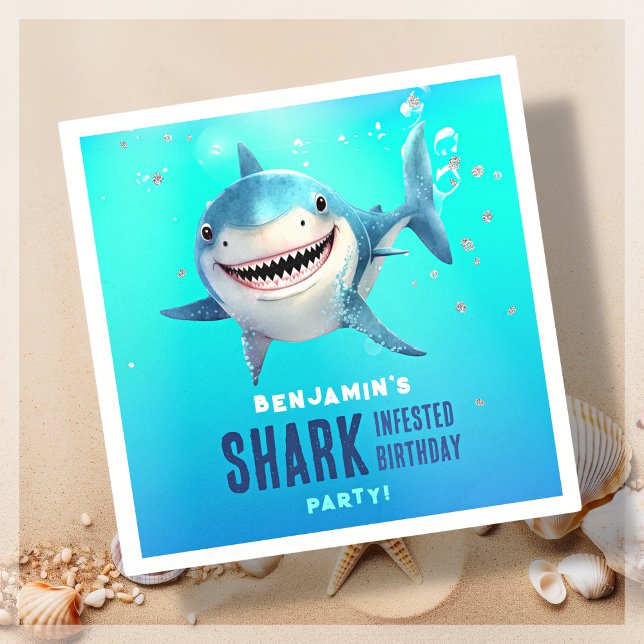 Serviette En Papier Requin sous la mer fête d'anniversaire (Créateur téléchargé)