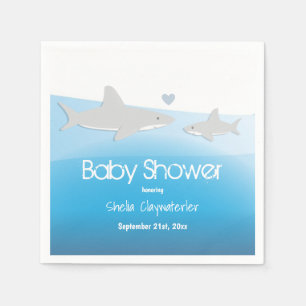 Serviette En Papier Requins mignons et océan   Baby shower Papier ser
