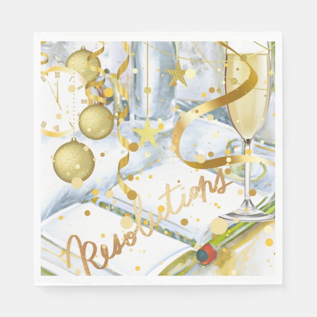 Serviette En Papier Résolution du Nouvel An (Devant)