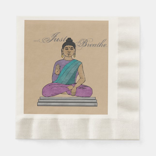 Serviette En Papier Respirez Le Bouddha Assis Calmant (Devant)