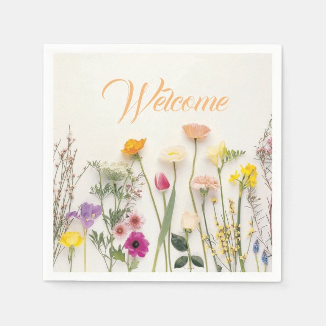 Serviette En Papier Ressort d'aquarelle Blooms Motif (Devant)