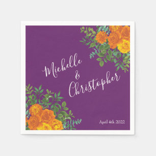 Serviette En Papier Ressort Rose orange violet Mariage