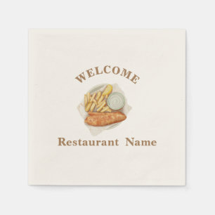 Serviette En Papier Restaurant américain de poisson de bienvenue et Ch