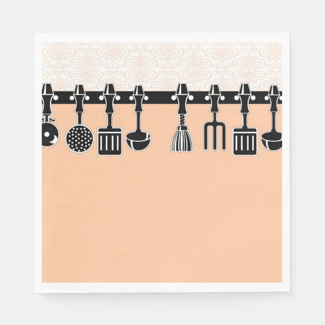 Serviette En Papier Restaurant Serviettes avec ustensiles de cuisine (Devant)