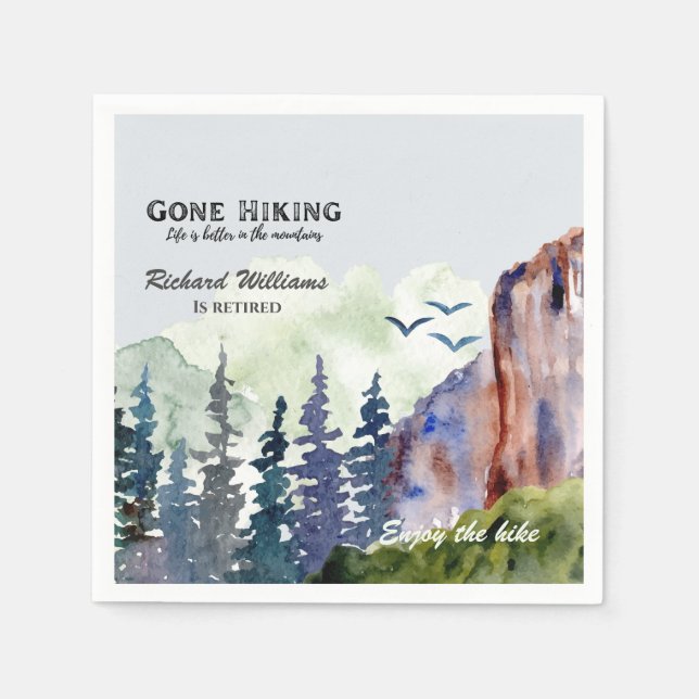 Serviette En Papier Retirement Gone Hiking Life is Better Mountains (Devant)