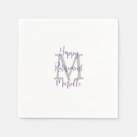 Retraite Blanc Violet Bourgogne Nom Monogramme