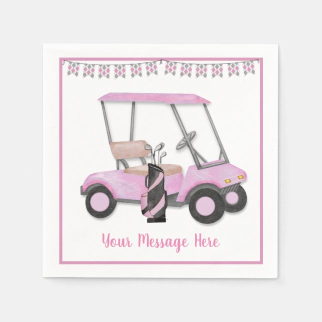 Serviette En Papier Retraite d'anniversaire des femmes Pink Golf Theme (Devant)