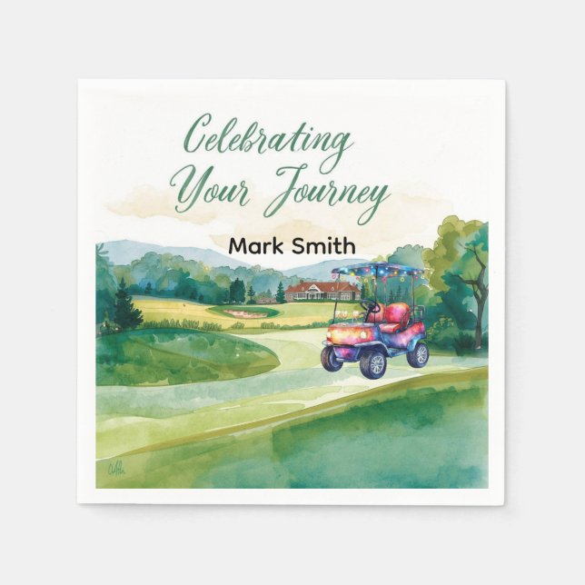 Serviette En Papier Retraite de golf avec boule sur vert (Devant)