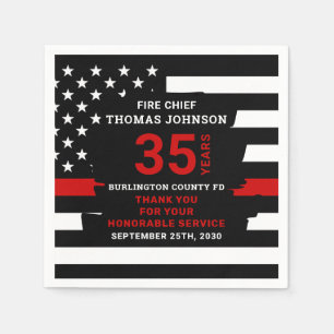 Serviette En Papier Retraite de pompier Personnalisée Mince Ligne rou