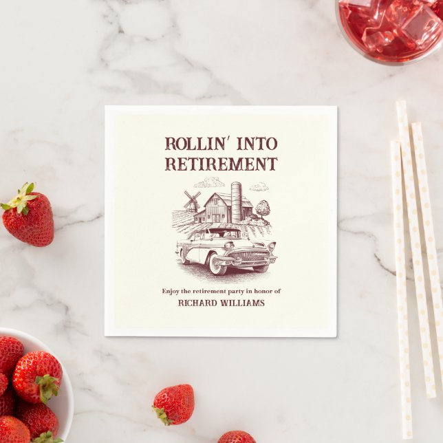 Serviette En Papier Retraite des hommes Vintage voiture de grange Roll (En situation)