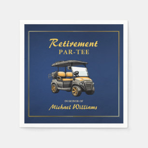 Serviette En Papier Retraite Elégant thème de golf Panier Bleu Or
