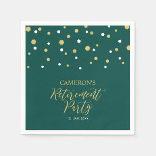 Serviette En Papier Retraite Gold & Emerald Green Chic Confetti