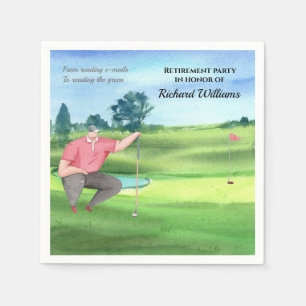 Serviette En Papier Retraite Golf Man Lire l'aquarelle verte
