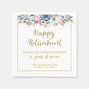 Serviette En Papier Retraite moderne Élégant Script Or Floral
