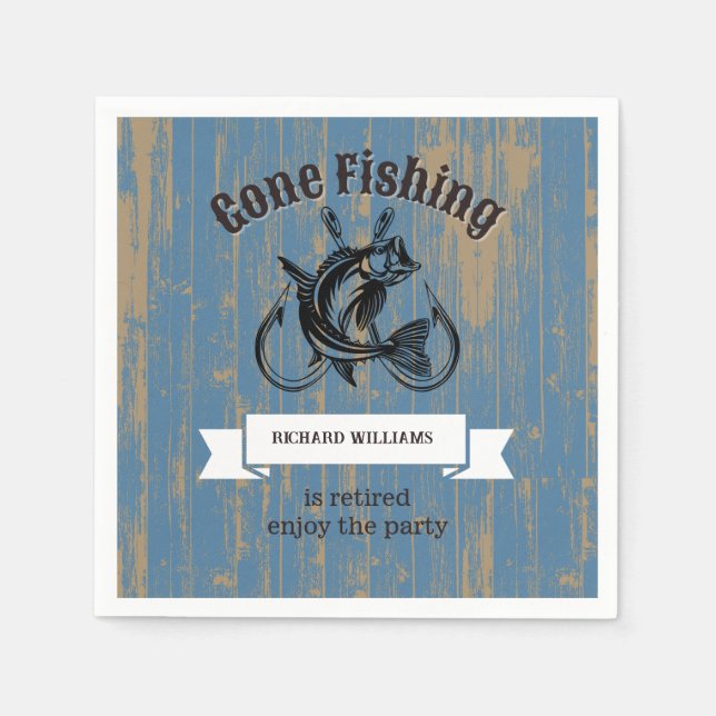 Serviette En Papier Retraite Pêche Retraite Bois Rustique Retraité (Devant)