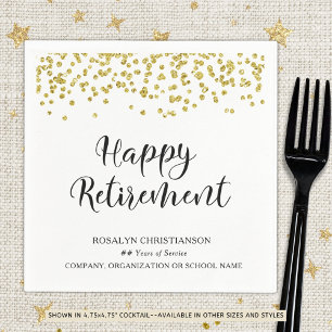 Serviette En Papier RETRAITE Script manuscrit Gold Nom Confetti