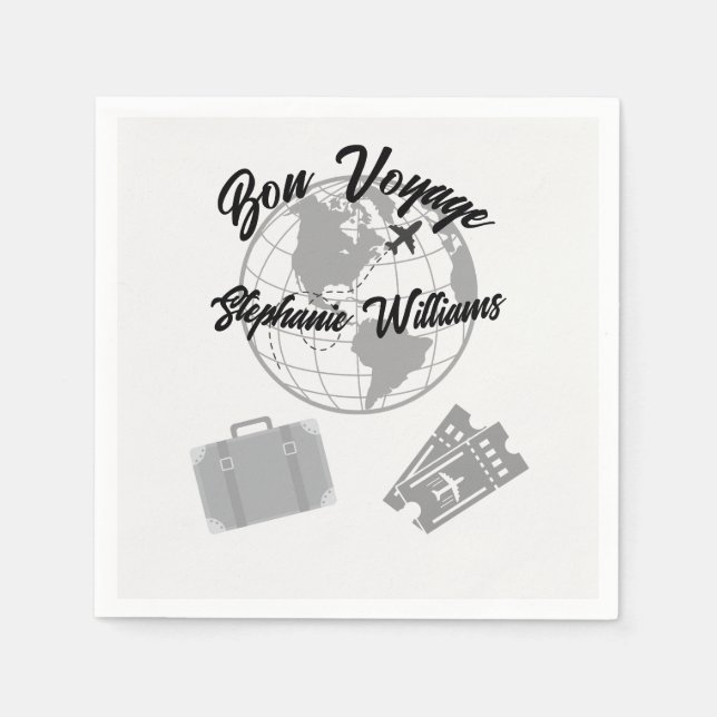 Serviette En Papier Retraite Voyage Thème Partie Bon Voyage Globe (Devant)