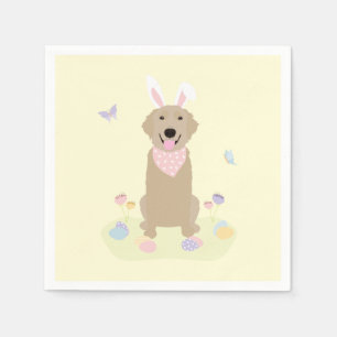 Serviette En Papier Retriever doré Bunny de Pâques