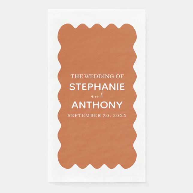 Serviette En Papier Rétro 1950 Wavy Edge Mariage en terre cuite (Devant)