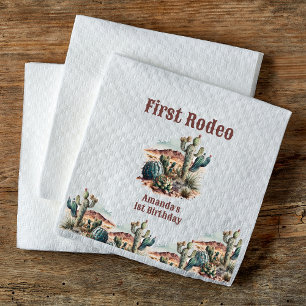 Serviette En Papier Retro 1er Rodéo Cactus Occidentaux Anniversaire