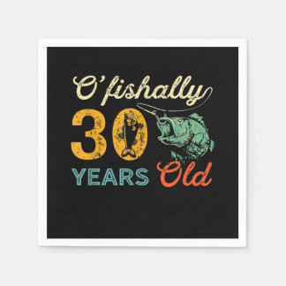 Serviette En Papier Retro 30th Birthday Fishing Gift Turning 30 Bass