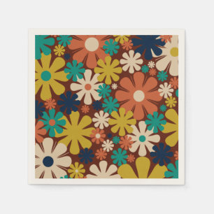 Serviette En Papier Retro 60s les années 70 esthétique motif floral