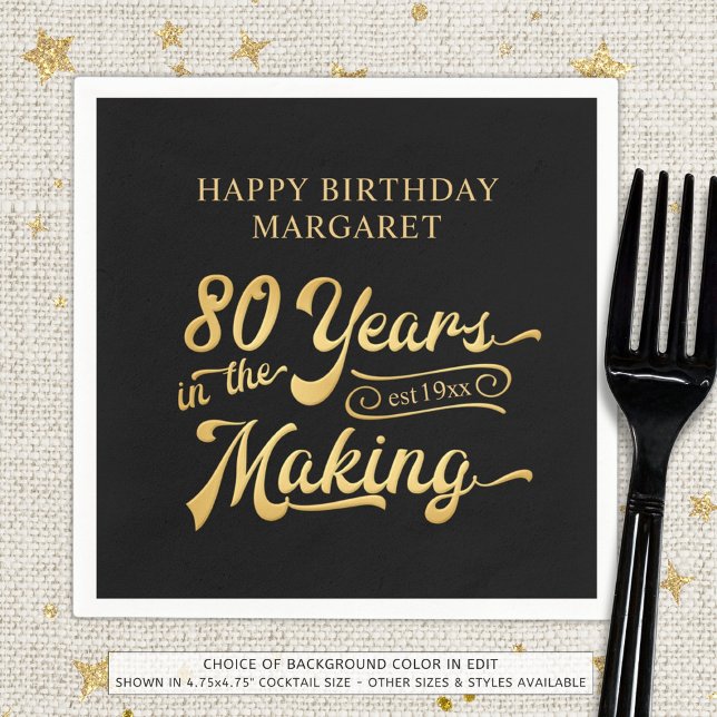 Serviette En Papier Retro 80e anniversaire 80 ans dans la fabrication  (Créateur téléchargé)
