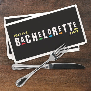 Serviette En Papier Retro 90s Colorful Bachelorette Party Noir