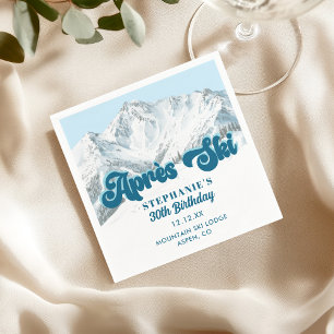 Serviette En Papier Rétro Après Ski Fête d'anniversaire d'hiver de mon
