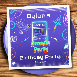 Serviette En Papier Retro Arcade Power Up Jeux Anniversaire