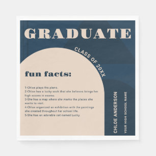 Serviette En Papier Retro Arch Navy Blue Fun Facts Graduation