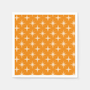 Serviette En Papier Retro Atomic Stars Motif sur Orange
