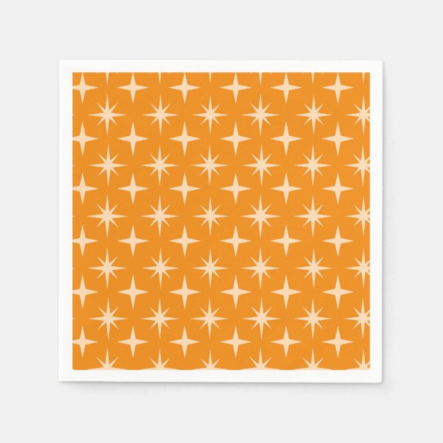 Serviette En Papier Retro Atomic Stars Motif sur Orange (Devant)