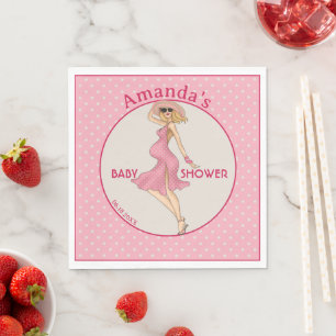 Serviette En Papier Retro Blonde Maman 2 Baby shower Party