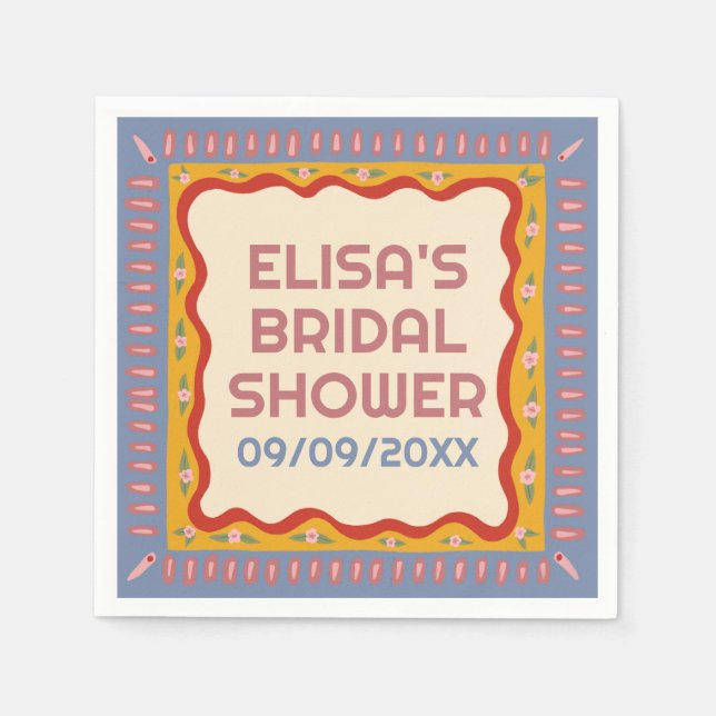 Serviette En Papier Retro Boho amusant Fête des mariées artisanale sur (Devant)