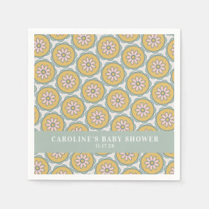 Serviette En Papier Rétro Boho Fleurs Pastel Personnalisé Baby Shower